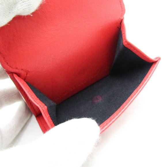 Balenciaga Papier Mini Wallet 391446 Women's Leather Wallet (tri-fold) Red Color - Picture 4 of 16